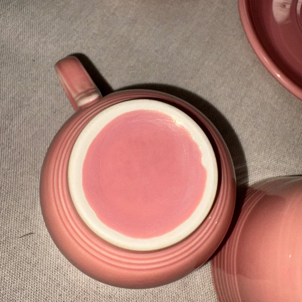 Homer Laughlin Fiesta Rose Pink Teacup and Saucer Set of 2 Ceramic USA Lead Free